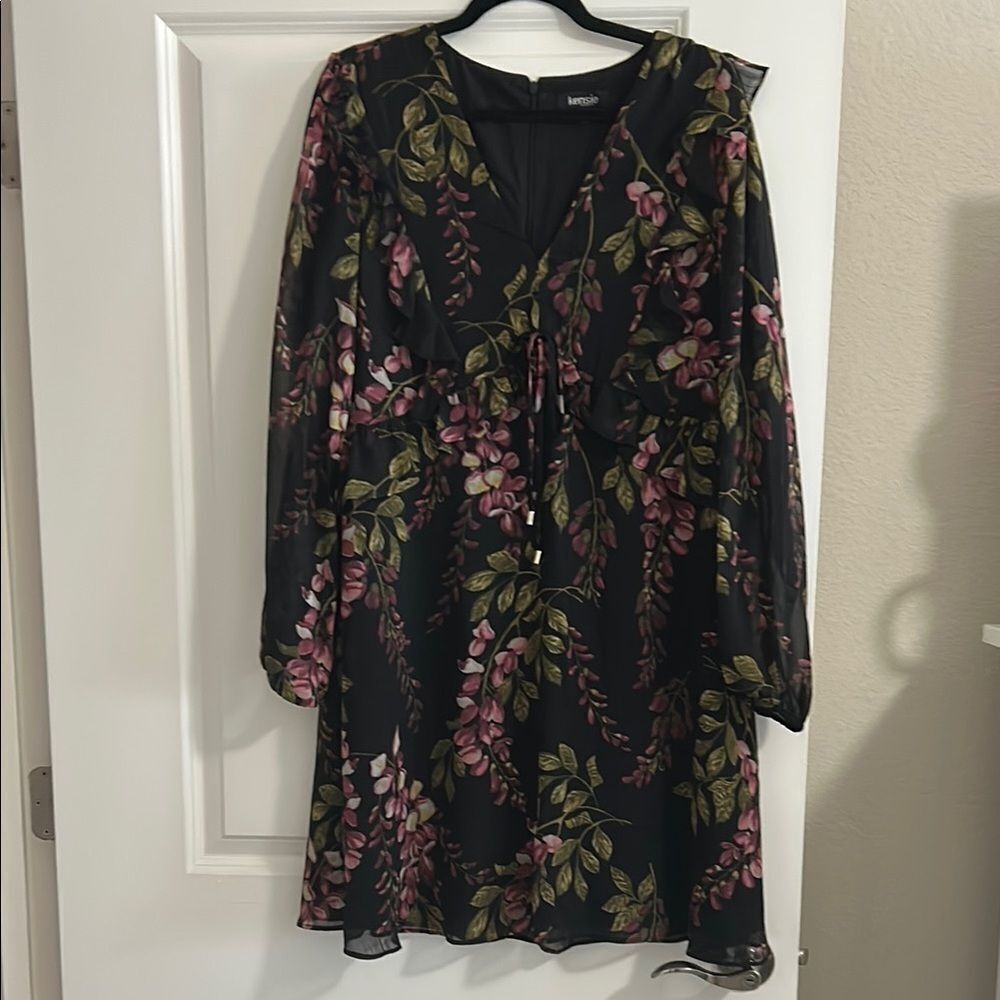Black Floral Long Sleeve Dress